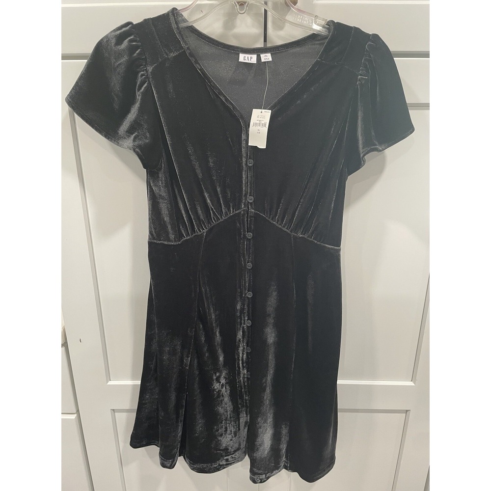 NWT GAP Girls Dress Velvet Short Sleeve Holiday Party Crushed Velvet Sz 12 - Picture 1 of 3